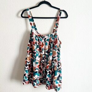 Lane Bryant geometric drawstring front sleeveless top